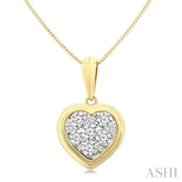 1/3 Ctw Lovebright Heart Round Cut Diamond Fashion Pendant With Chain in 14K Yellow and White Gold
